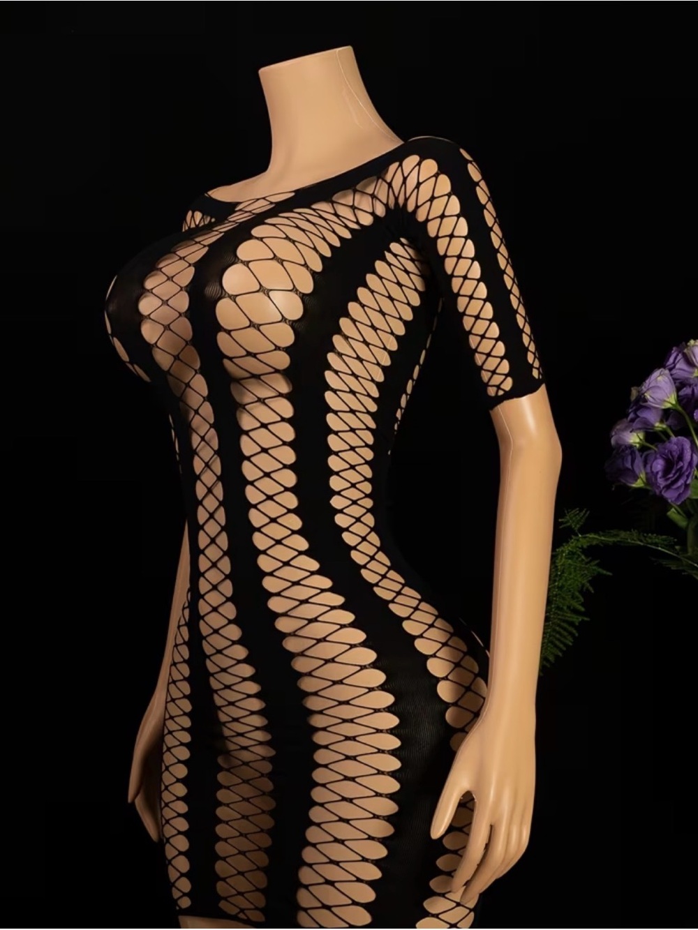 Sheer Black Fishnet Bodycon Dress
